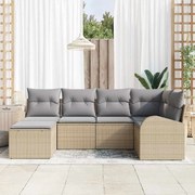Conjunto de Sofás para Jardim vidaXL de 6 Peças com Almofadas Bege Polyrattan