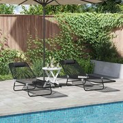 vidaXL Camas de sol dobráveis - 2 peças com apoio de cabeça em Textileno preto