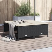 vidaXL Bancos de jardim com almofadões 4 pcs vime PE preto