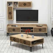 Conjunto de Mobiliário para Sala de Estar Samba – Carvalho – TV Unit: