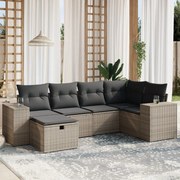 vidaXL 6 pcs conjunto sofás de jardim com almofadões vime cinzento