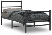 Estrutura de cama com cabeceira e pés 90x200 cm metal preto
