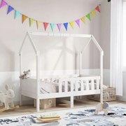 Cama infantil formato casa 70x140 cm pinho maciço branco