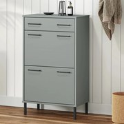 vidaXL Sapateira com pernas de metal pinho maciço OSLO cinzento