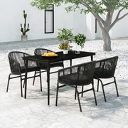 vidaXL 5 pcs Conjunto de jantar para jardim preto