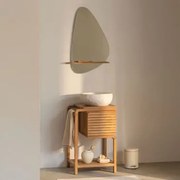 Conjunto De Móveis De Banheiro Em Madeira De Teca Bradley Irregular Em Cimento Branco ↔︎40 Cm Fedro & Irregular Com - Sklum