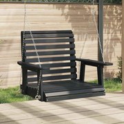 vidaXL Cadeira de baloiço com correntes de metal abeto maciço preto
