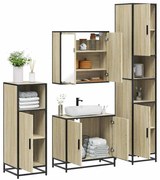 vidaXL 4 pcs conj. móveis casa banho derivados madeira carvalho sonoma