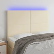 vidaXL Cabeceira cama c/ LED 144x5x118/128 cm couro artificial crème