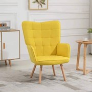 Poltrona WingBack Tufo - Amarelo - Design Nórdico