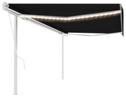vidaXL Toldo automático com LED e sensor de vento 5x3 m antracite