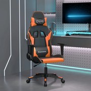 vidaXL Cadeira gaming couro artificial preto e laranja