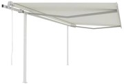 vidaXL Toldo retrátil automático com postes 4x3,5 m cor creme