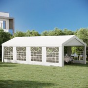 Tenda de jardim para exterior, tenda de eventos 4x8 m, tenda de jardim em polietileno com 8 janelas e estrutura robusta em aço galvanizado branco
