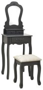 Conj. toucador com banco 50x59x136 cm madeira paulownia cinza