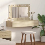 vidaXL Mesa de Maquilhagem de Parede com Luzes LED em Carvalho Sonoma