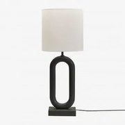 Candeeiro De Mesa Em Madeira De Manga Tiberia Preto Claro & Branco Ø30 Cm - ↑30 Cm Arlina - Sklum