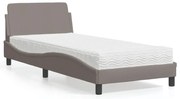 vidaXL Cama com colchão Dover 80x200 cm tecido castanho-acinzentado