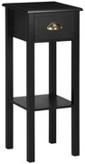 HOMCOM Mesa de Apoio com Gaveta e Prateleira de Armazenamento Estilo Moderno 30x30x75 cm Preto