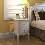 vidaXL Mesas-de-cabeceira com 2 gavetas 2 pcs MDF branco