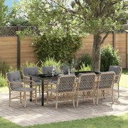vidaXL Conjunto de Jantar de Jardim com Almofadas Bege Vime PE