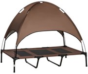 PawHut Leito Elevado Pets Toldo Removível Portátil Verão Tecido Respirante 122x92x108cm Castanho | Aosom Portugal