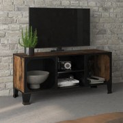 vidaXL Móvel de TV 105x36x47 cm metal e MDF castanho rústico