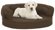 vidaXL Cama para cães ergonómica 60x42 cm aspeto linho castanho