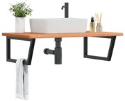 vidaXL Prateleira de parede p/ lavatório aço/madeira de faia maciça