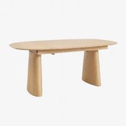 Mesa De Jantar Oval Extensível Em Mdf E Folha De Freixo Nuveta Madeira Natural & 180-240x110 Cm - Sklum