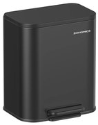 Lixeira de cozinha SONGMICS, lixeira de 20 litros com tampa, lixeira com pedal, aço, fechamento suave, função de retenção, com lixeira interna, tinta preta LTB542B02