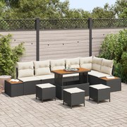 Conjunto de Sofá de Jardim vidaXL de 10 Peças com Almofadas Preto Ratt