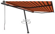 Toldo automático independente 450x300 cm laranja e castanho