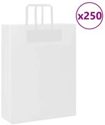 vidaXL Sacos de papel 250 unid com alças branco 32x12x42 cm