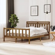 Estrutura cama king 150x200 cm madeira maciça castanho-mel