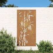vidaXL Decoração p/ muro de jardim 105x55 cm aço corten design bambu