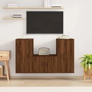 vidaXL Conjunto móveis de TV 3pcs madeira processada carvalho castanho