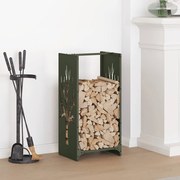 vidaXL Suporte para lenha aço laminado a frio verde azeitona