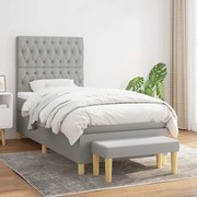 vidaXL Cama com molas/colchão 90x200 cm tecido cinza-claro