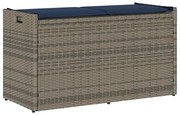 vidaXL Banco de arrumação exterior com almofadão 100 cm vime PE