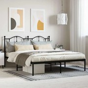 vidaXL Estrutura de cama em metal com cabeceira 180x200 cm preto
