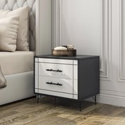 Mesa de Cabeceira Night – Branco/Preto – 50x55x40 cm