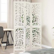 vidaXL Biombo com 3 painéis madeira de paulownia maciça branco