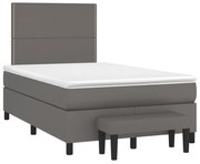 Cama boxspring com colchão 120x190 cm couro artificial cinzento