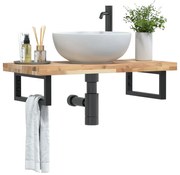 vidaXL Prateleira de parede p/ lavatório aço/madeira de acácia maciça