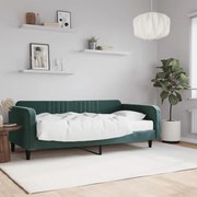 vidaXL Sofá-cama com colchão 100x200 cm veludo verde-escuro