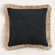 Coussin Carré 45x45 Cm En Coton Paraiba Preto - Crema Linho - Sklum