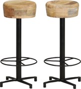 vidaXL Bancos de bar 2 pcs 76 cm madeira de mangueira maciça