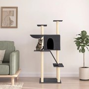vidaXL Árvore p/ gatos c/ postes arranhadores sisal 143cm cinza-escuro