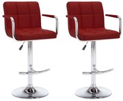 vidaXL Bancos de bar 2 pcs couro artificial vermelho tinto